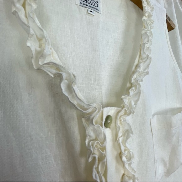Vintage THE IRISH SECRET Linen Sleeveless Top tank ivory off white - Picture 5 of 15